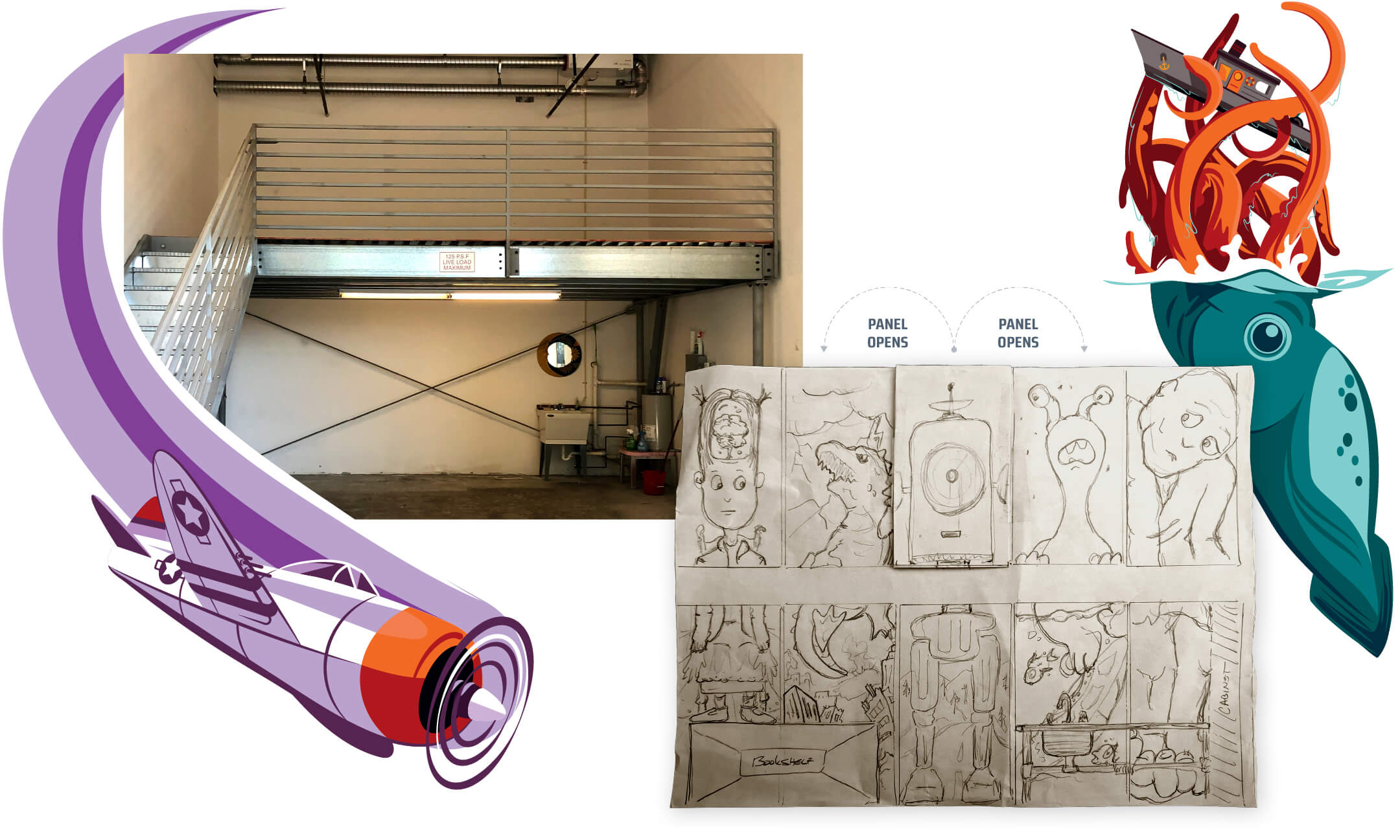 Alien, Robot, Monster Mural - Initial Sketches