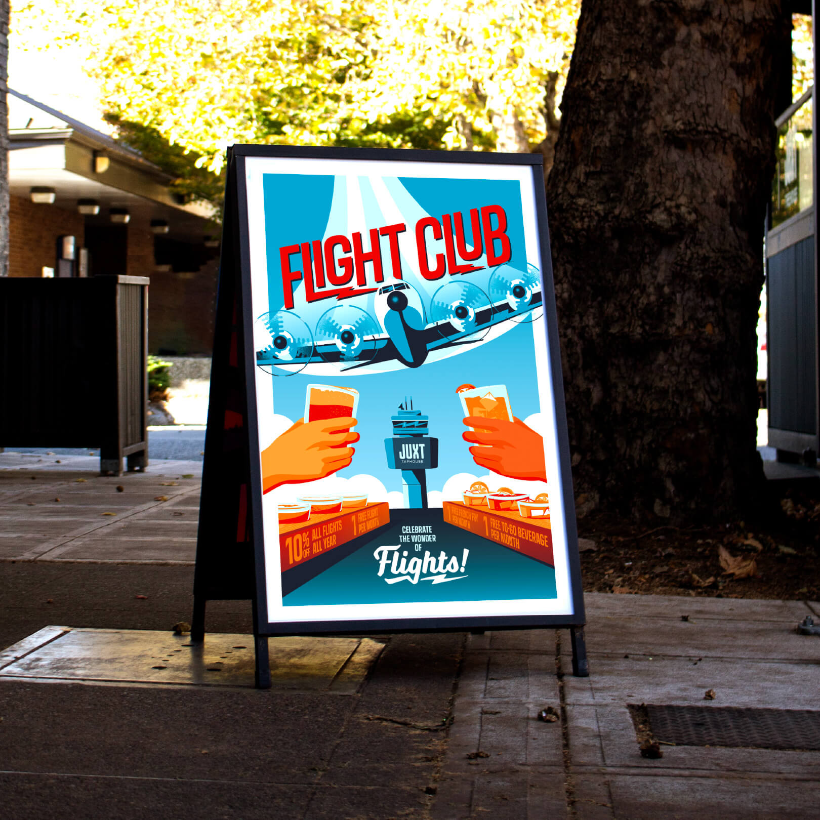 JUXT Taphouse - Flight Club Sandwich Board