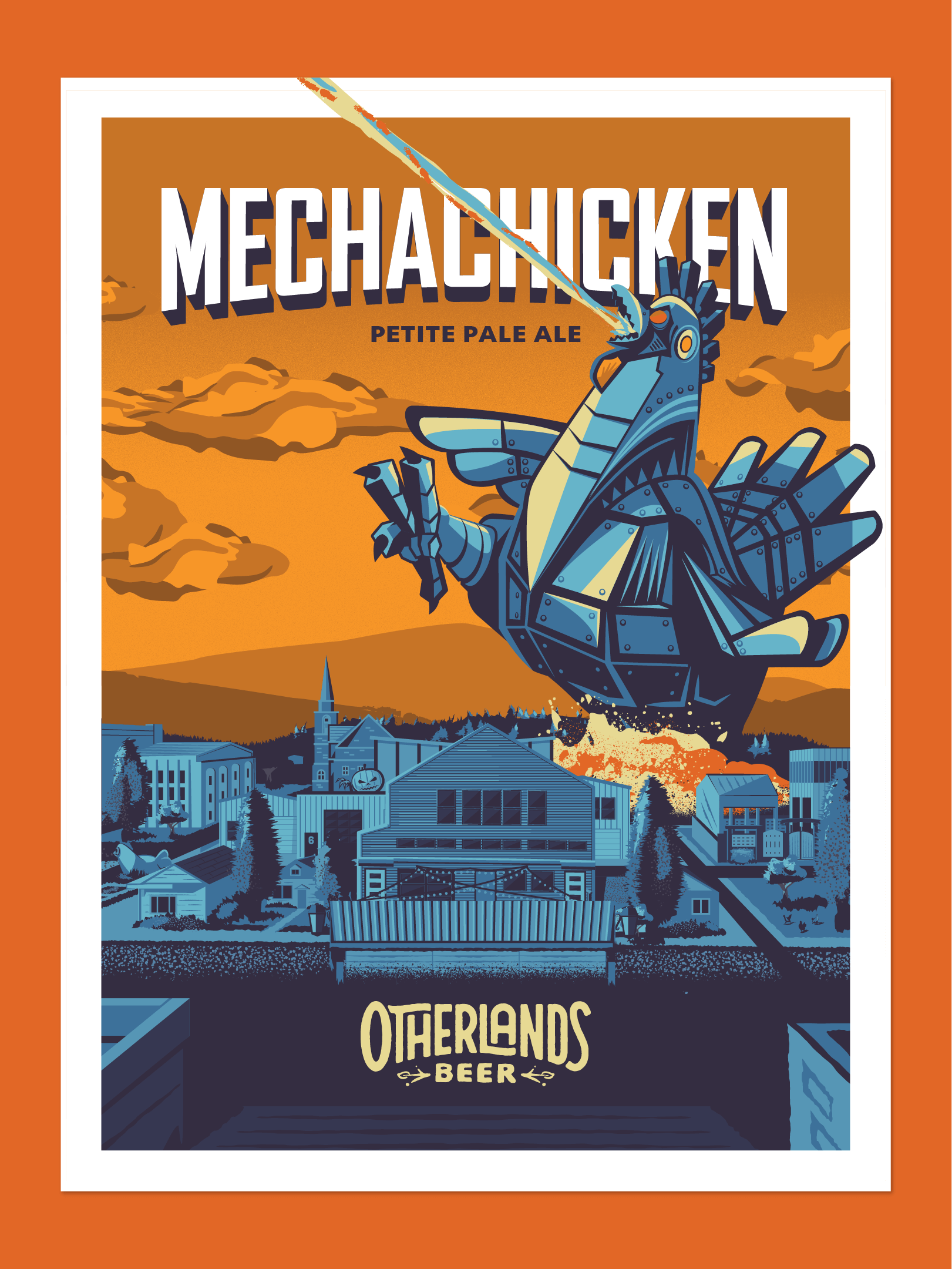 Otherlands Beer - Mechachicken Beer Label & Poster